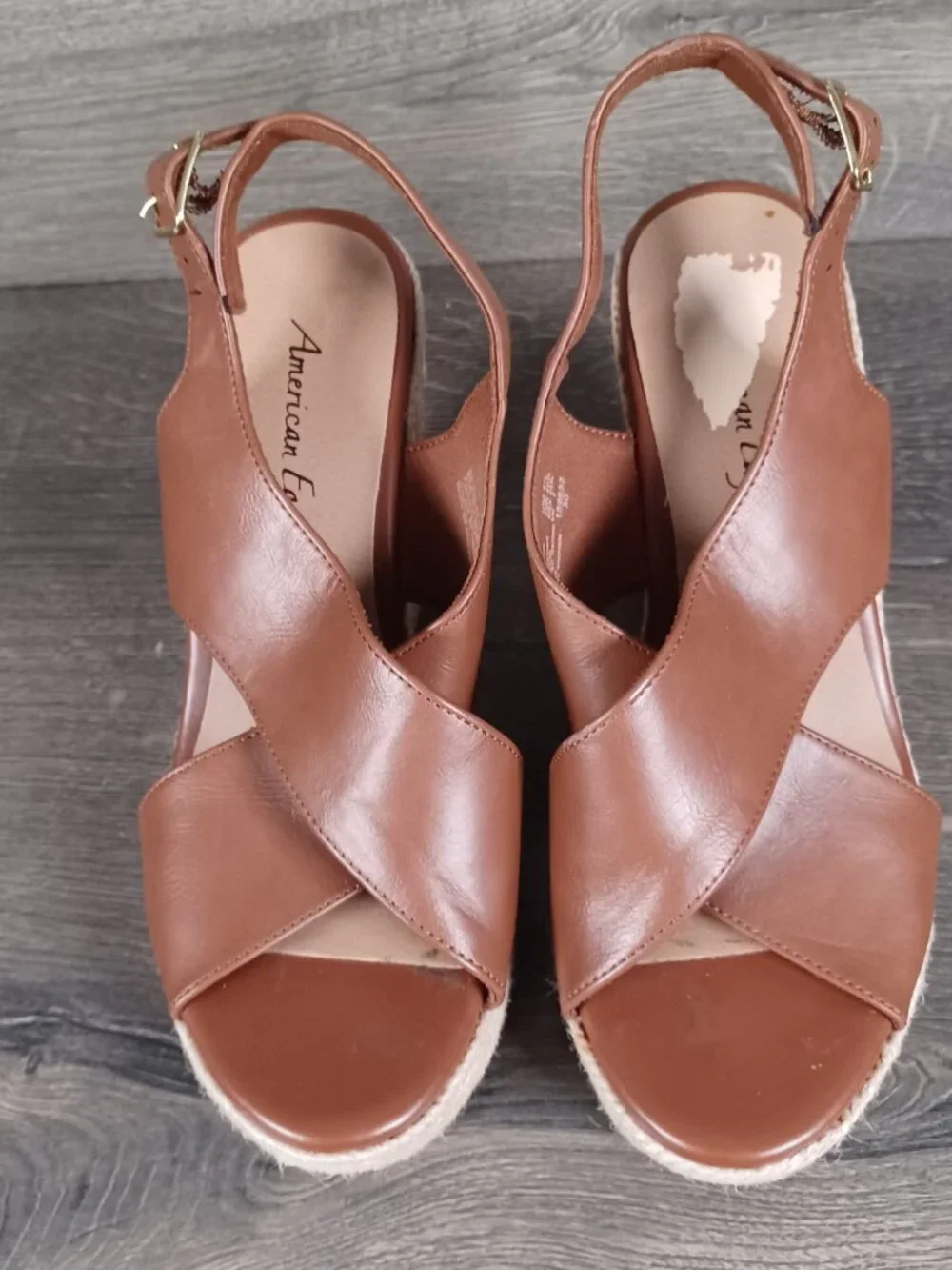 American Eagle Women's Size 8.5 Brown Wedge Heels With Buckles